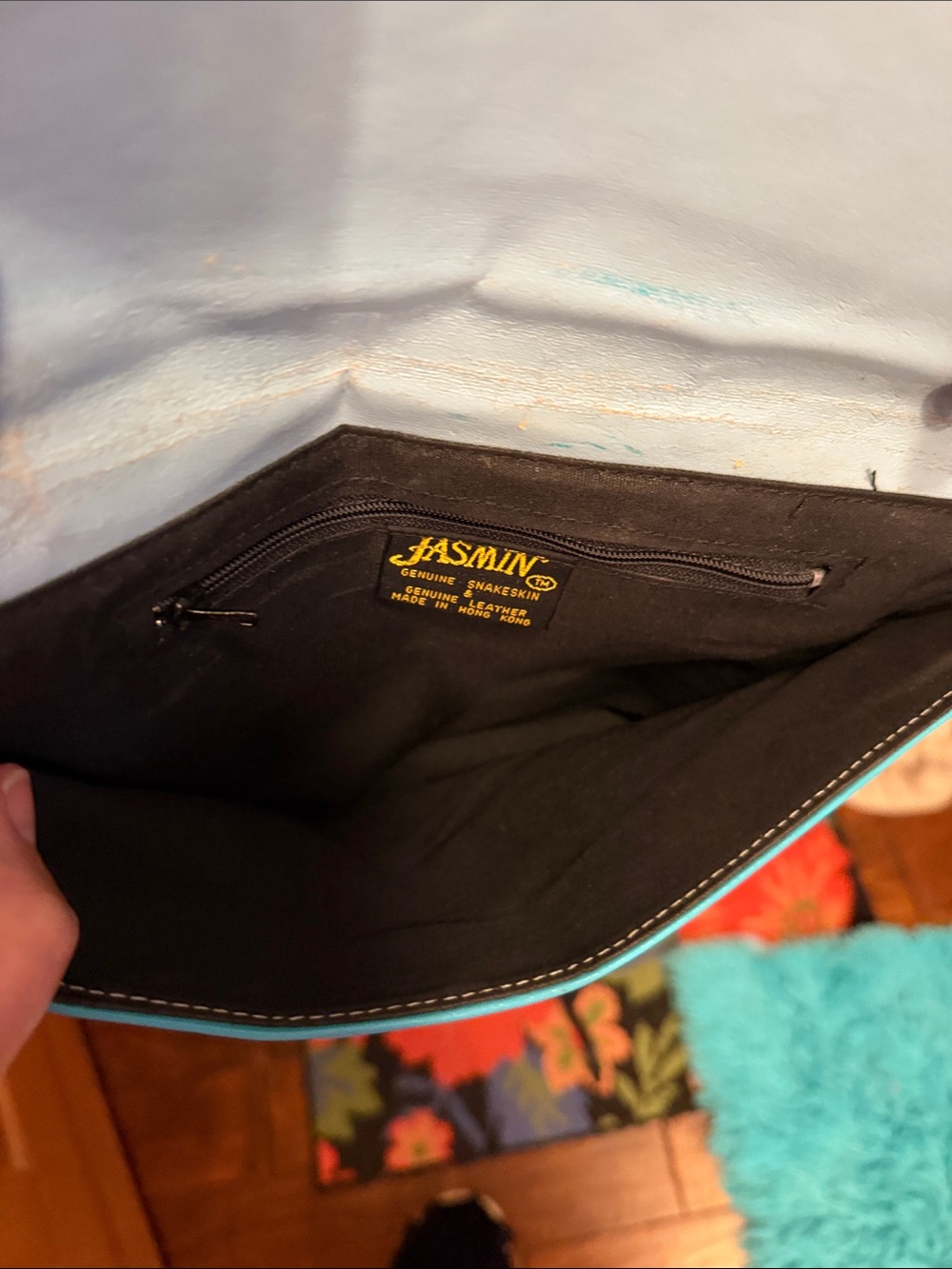 πππ3 for 12$πππVTG Jasmin Green and Teal Women's Leather Clutch Crossbody - Picture 4 of 12